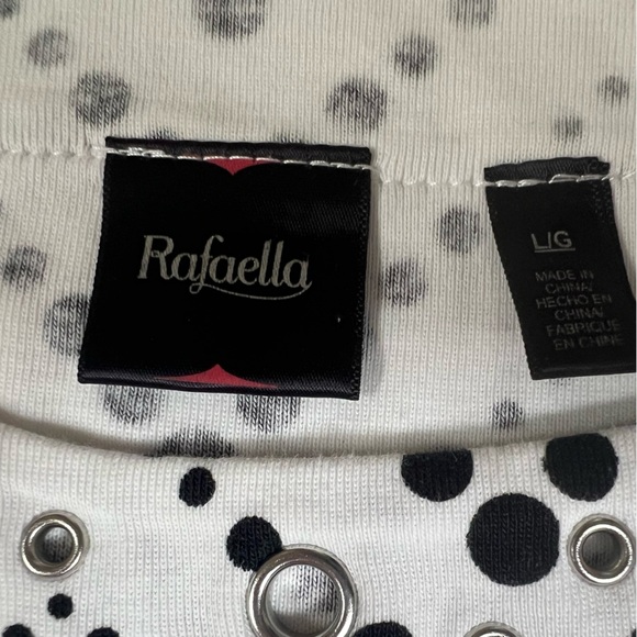 RAFAELLA BLACK & WHITE CHEVRON PATTERNED WOMENS SHORT SLEEVE TOP. SIZE LARGE - Picture 9 of 9